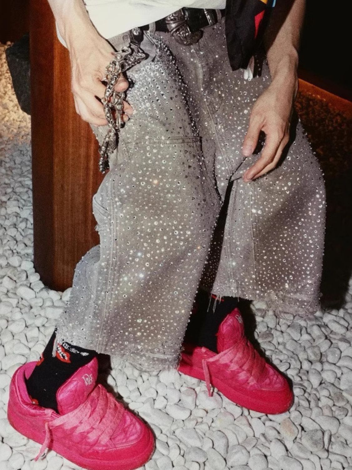 Men's Rhinestone Shorts with Pockets